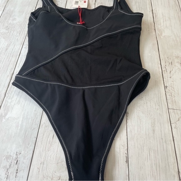 Solid & Striped Womens The Sybil One Piece Swimsuit Black Illusion Lined S mesh - Picture 4 of 7